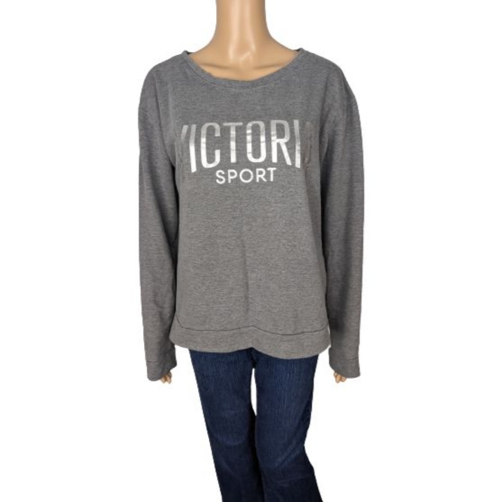 Victoria's Secret Sport Gray and Silver Sweatshirt L